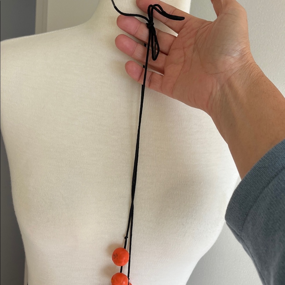 Pumpkin Bead Necklace - Orange and Black - Picture 3 of 3